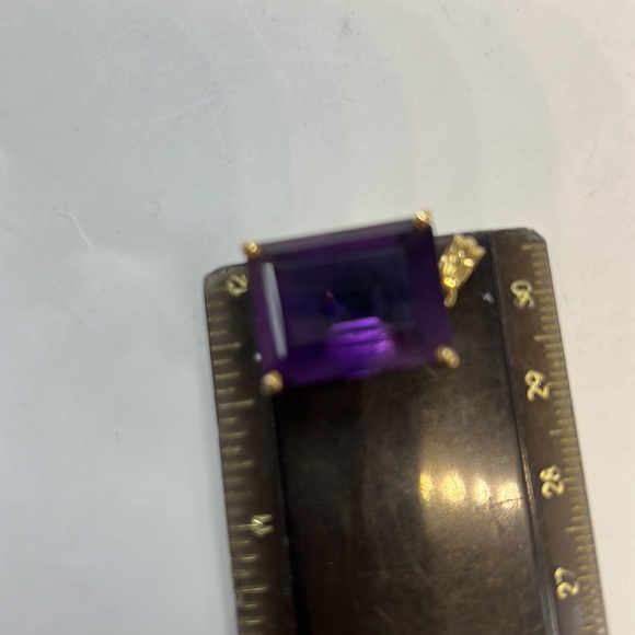 Amethyst 18K Solid Gold Pendant - Picture 4 of 7